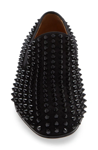Christian Louboutin Dandelion Grosgrain-trimmed Studded Knitted Loafers In Black
