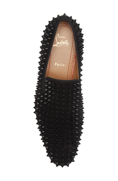 Christian Louboutin Dandelion Grosgrain-trimmed Studded Knitted Loafers In Black