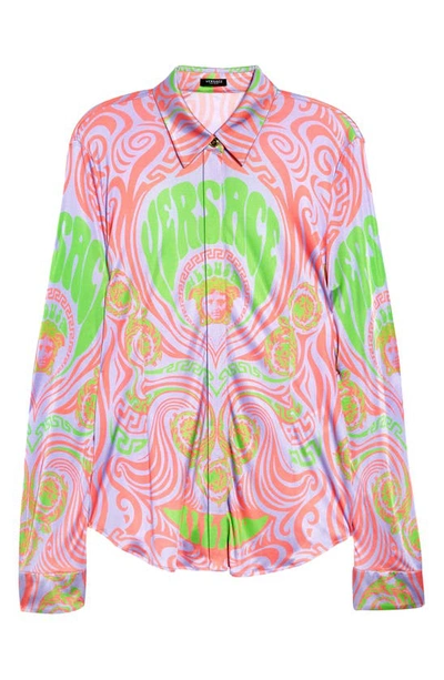 Shop Versace Medusa Music Shirt In Coral Orchid