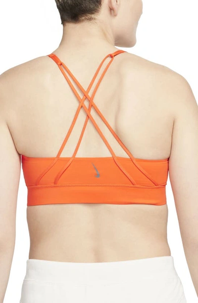 Shop Nike Swoosh Luxe Sports Bra In Rush Orange/ Iron Grey