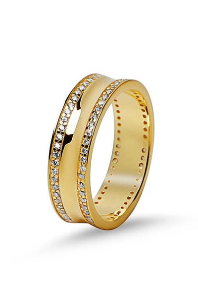 Shop Argento Vivo Sterling Silver Argento Vivo Double Stripe Pavé Ring In Gold