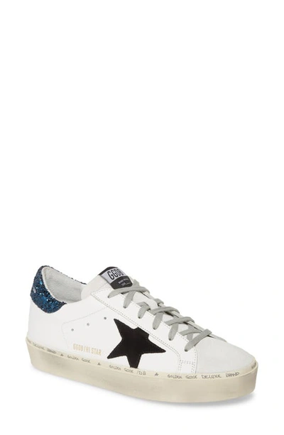 Shop Golden Goose Hi Star Platform Sneaker In White/ Blue Glitter