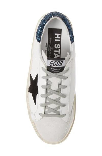 Shop Golden Goose Hi Star Platform Sneaker In White/ Blue Glitter