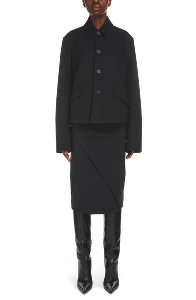 Shop Balenciaga Deconstructed Wool Jacket In Black