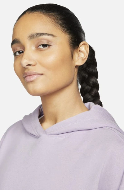 Shop Nike Yoga Luxe Fleece Crop Hoodie In Doll/ Grey Fog