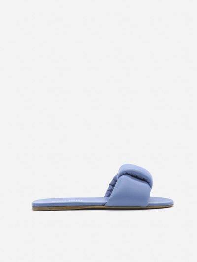 Shop Miu Miu Flat Sandals In Smooth Leather In Sea