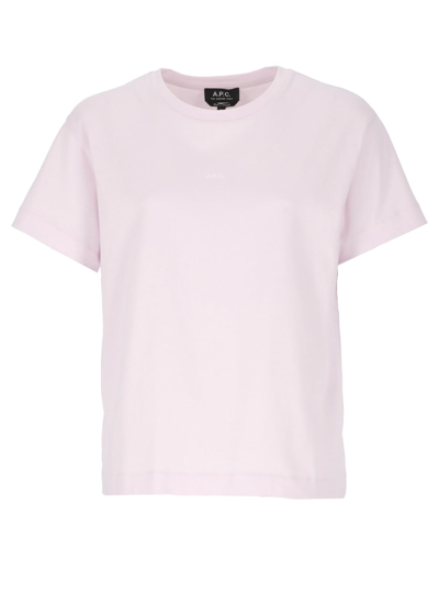 Shop Apc Cotton T-shirt In Rose Pale