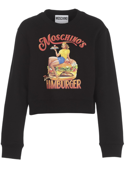 Shop Moschino Printed Sweatshirt In Fantasia Nero