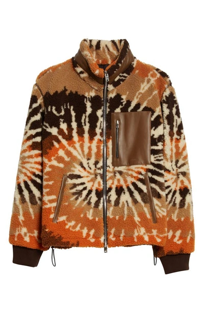 Shop Amiri Tie Dye Fleece Track Jacket In Orange/ Black