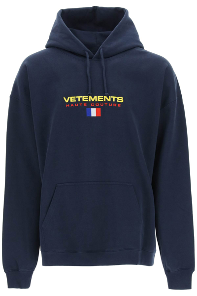 Shop Vetements Haute Couture Hoodie In Navy (blue)