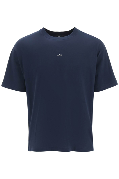 Shop Apc Kyle T-shirt With Micro Logo In Dark Navy (blue)