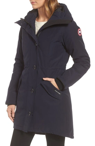 Shop Canada Goose Rossclair Genuine Coyote Fur Trim Down Parka In Admiral Blue