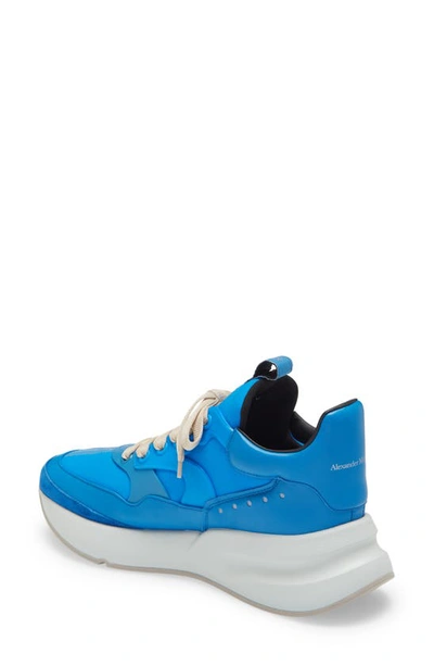 Shop Alexander Mcqueen Runner Sneaker In Lake Blue/ Silver