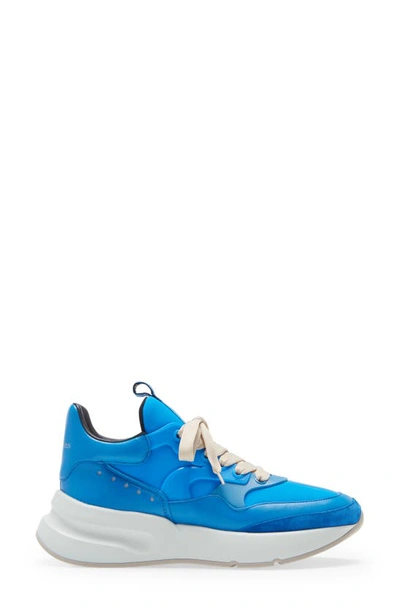 Shop Alexander Mcqueen Runner Sneaker In Lake Blue/ Silver