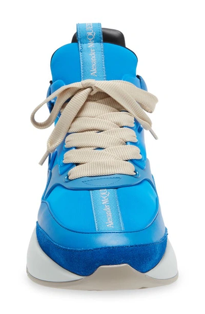 Shop Alexander Mcqueen Runner Sneaker In Lake Blue/ Silver