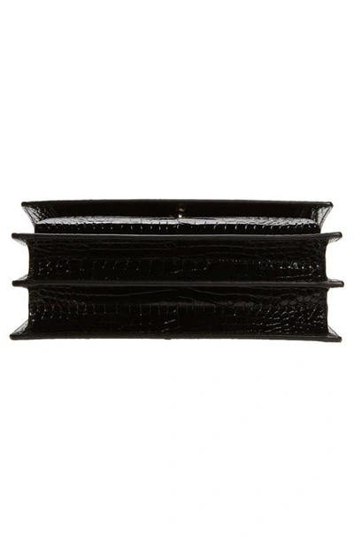 Shop Saint Laurent Medium Sunset Croc Embossed Leather Shoulder Bag In Nero
