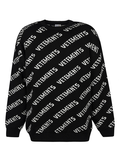 Shop Vetements Monogram Knitted Jumper In Black