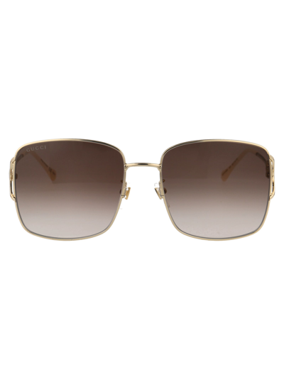 Shop Gucci Gg1018sk Sunglasses In 003 Gold Gold Brown