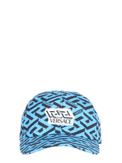 Shop Versace Baseball Hat With Logo In Blu