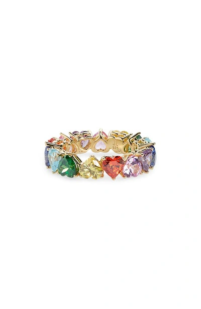 Shop Judith Leiber Small Heart Cubic Zirconia Eternity Ring In Rainbow