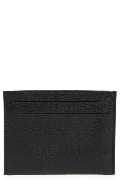 Shop Longchamp Le Foulonné Leather Card Case In Black