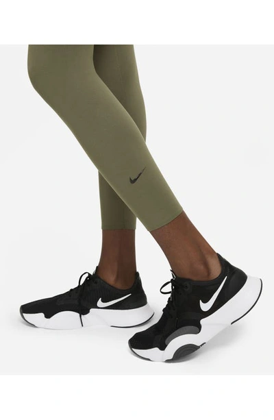 Shop Nike One Lux 7/8 Tights In Medium Olive/ Clear