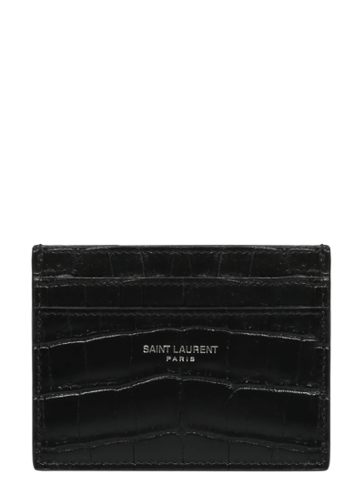Shop Saint Laurent Ysl Paris Cardholder In Black