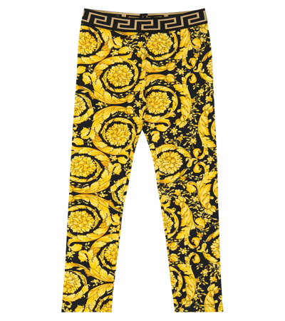 Shop Versace Printed Cotton-blend Sweatpants In Nero+oro