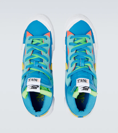 Shop Nike X Sacai Blazer Low Sneakers In Neptune Blue/bluecap-white