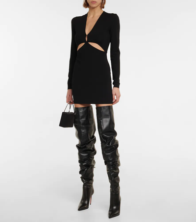 Amina Muaddi Jahleel Leather Over-the-knee Boots In Black