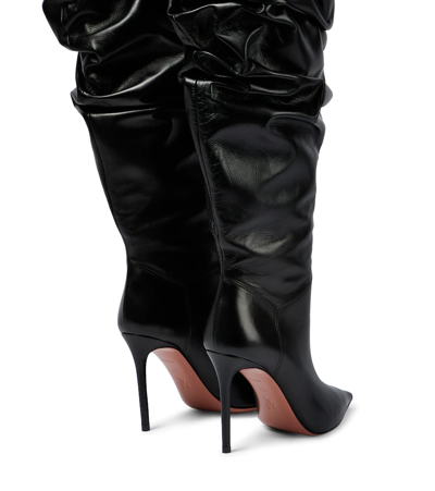 Amina Muaddi Jahleel Leather Over-the-knee Boots In Black