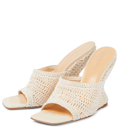 Shop Magda Butrym Crochet Wedge Sandals In Cream