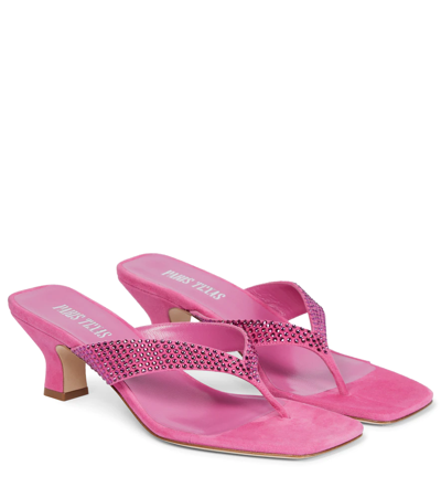 Shop Paris Texas Holly Portofino Suede Thong Sandals In Pink Ruby