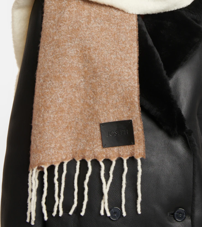 Shop Joseph Adele Reversible Wool-blend Scarf In Almond
