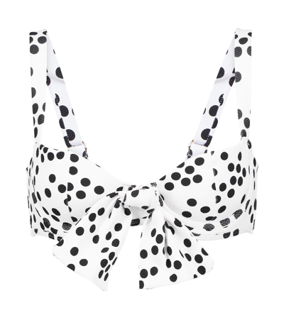 Shop Alexandra Miro Clara Polka-dot Bikini Top In Irregular Spot
