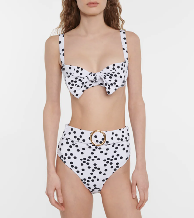 Shop Alexandra Miro Clara Polka-dot Bikini Top In Irregular Spot
