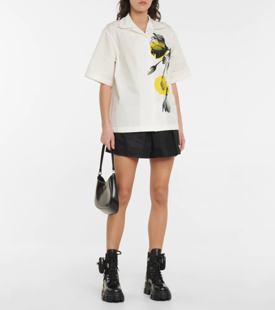 Prada Monolith Leather Ankle Boots In Nero