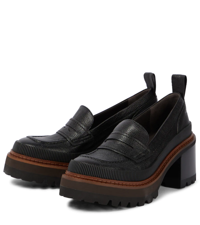Shop See By Chloé Mahalia Leather Platform Loafers In Black