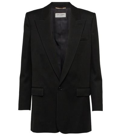Shop Saint Laurent Wool Blazer In Noir