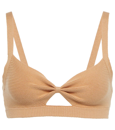 Shop Live The Process Cinch Ribbed-knit Bralette In Ginger Root