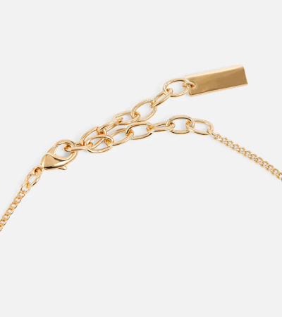 Shop Saint Laurent Logo Charm Necklace In Gold