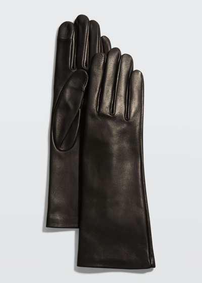 Shop Agnelle Christina Napa Leather Gloves In Tourbe