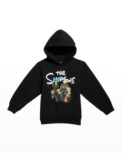 Shop Balenciaga Kid's X The Simpsons&trade; Graphic Hoodie In 1000 Black