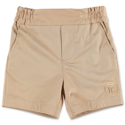 Shop Burberry Kids Tb Logo Embroidered Shorts In Beige