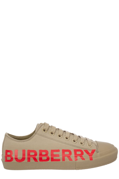 Shop Burberry Logo Print Low In Beige