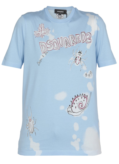 Shop Dsquared2 Graphic Logo Printed T In Blue