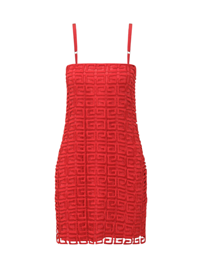 Shop Givenchy 4g Guipure Dress In Red