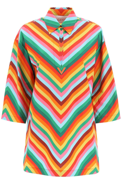 Shop Valentino Rainbow Striped Shirt In Multi