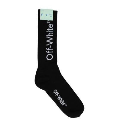 Shop Off-white Cotton Diagonal Stripe Logo Socks In Multi