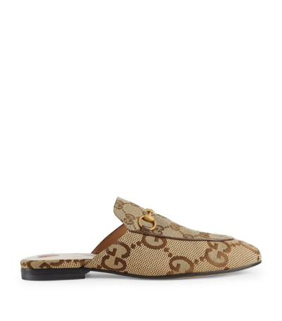 Shop Gucci Jumbo Gg Princetown Slippers In Neutrals